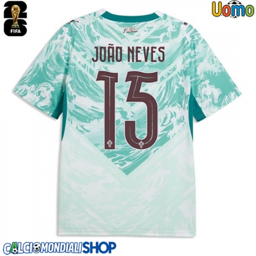 Maglie da calcio Portogallo Joao Neves #15 Seconda Maglia Mondiali 2026  Manica Corta